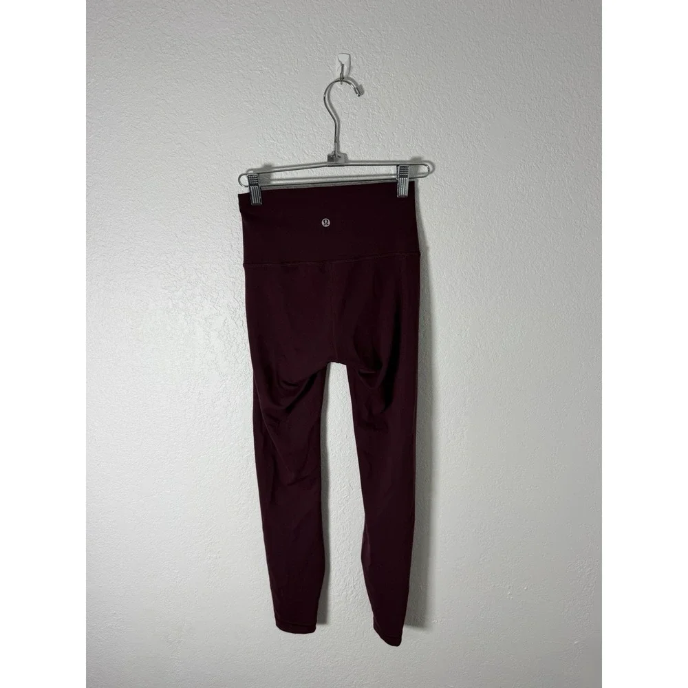 Lululemon High Rise Leggings Burgundy Full Length Yoga Pants Women's Size 4